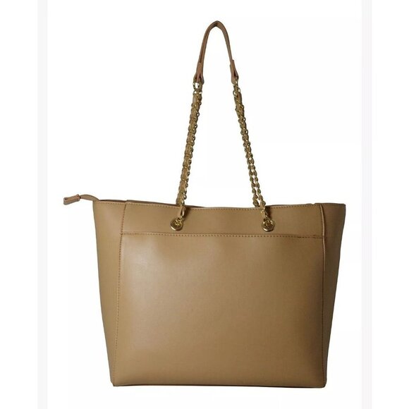 Bebe Allegro Faux-leather Medium Tote + Card case Charm 2 Piece Set - Tan - Picture 10 of 16